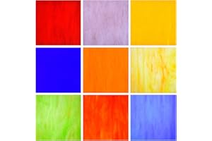 KIPHEPI 9 Sheets,Stained Glass Sheets, 6 x 6 Inch Mosaic Glass Supplies for Crafts,Stained Glass kit for Adults, Art Glass Sheets for Stained Glass Making Projects,Mixed