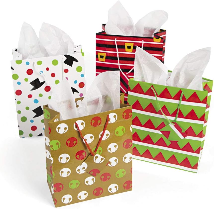 MEDIUM CHEERY CHRISTMAS GIFT BAG Holiday Party Supplies 12 per Pack
