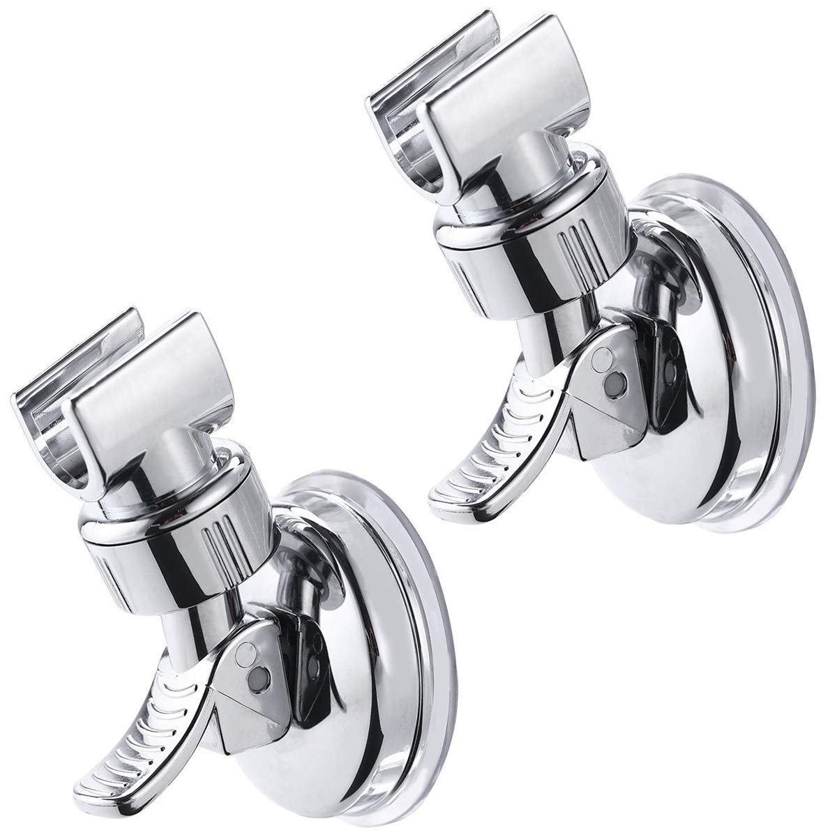 2 Pcs Shower Head Holder Adjustable Suction Cup Shower Head Bracket with Chrome Polished for Bathroom Glass Metal
