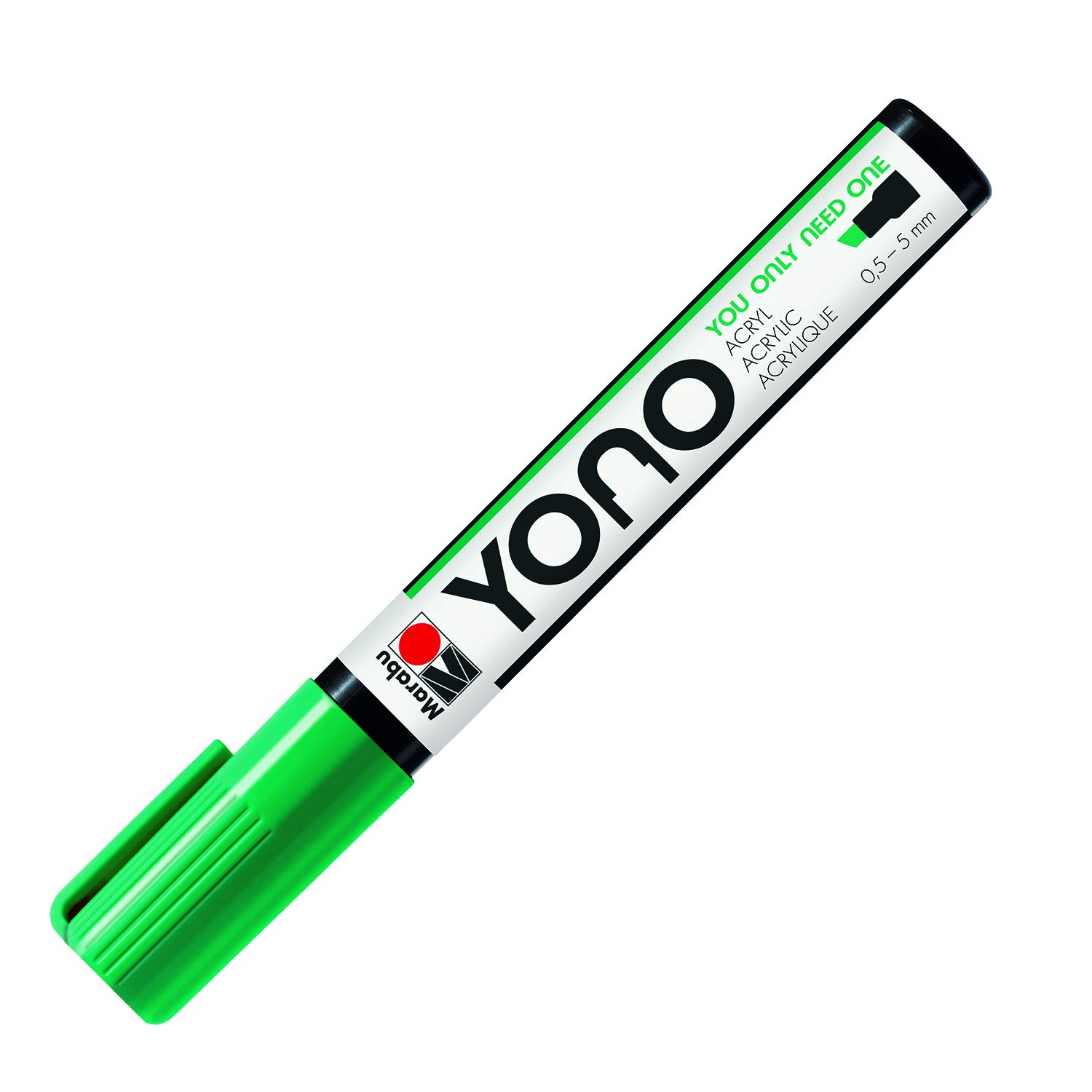 Marabu 12400102067 12400102067-YONO Marker, Juice Green 067, Versatile Acrylic Pen with Japanese Chisel Tip, Water Based, Lightfast and Waterproof, for Almost All Surfaces, 0.5-5 mm