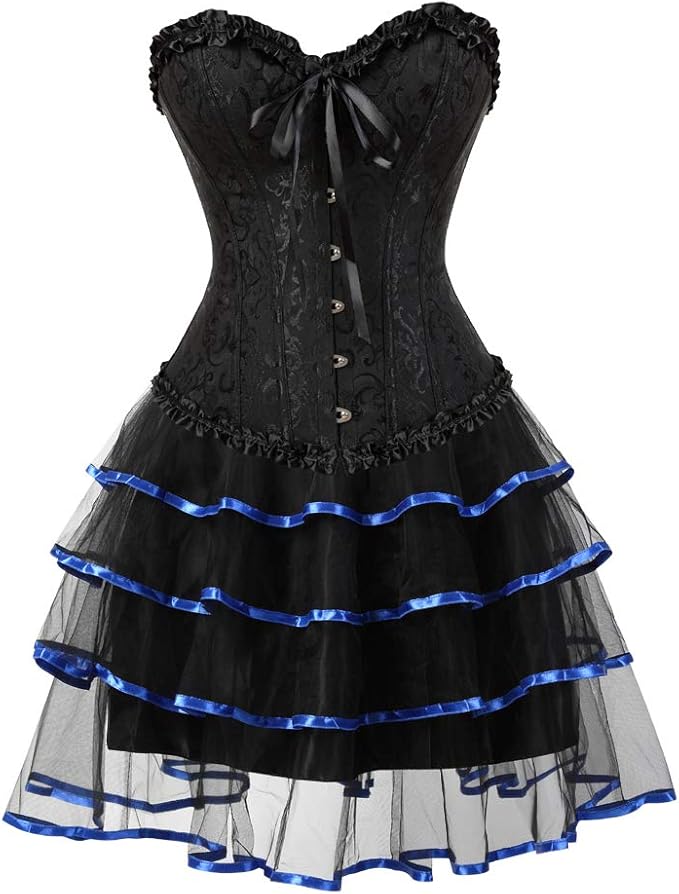 Bustier Corset Dress Women Plus Size Evening Floral Tutu Skirt