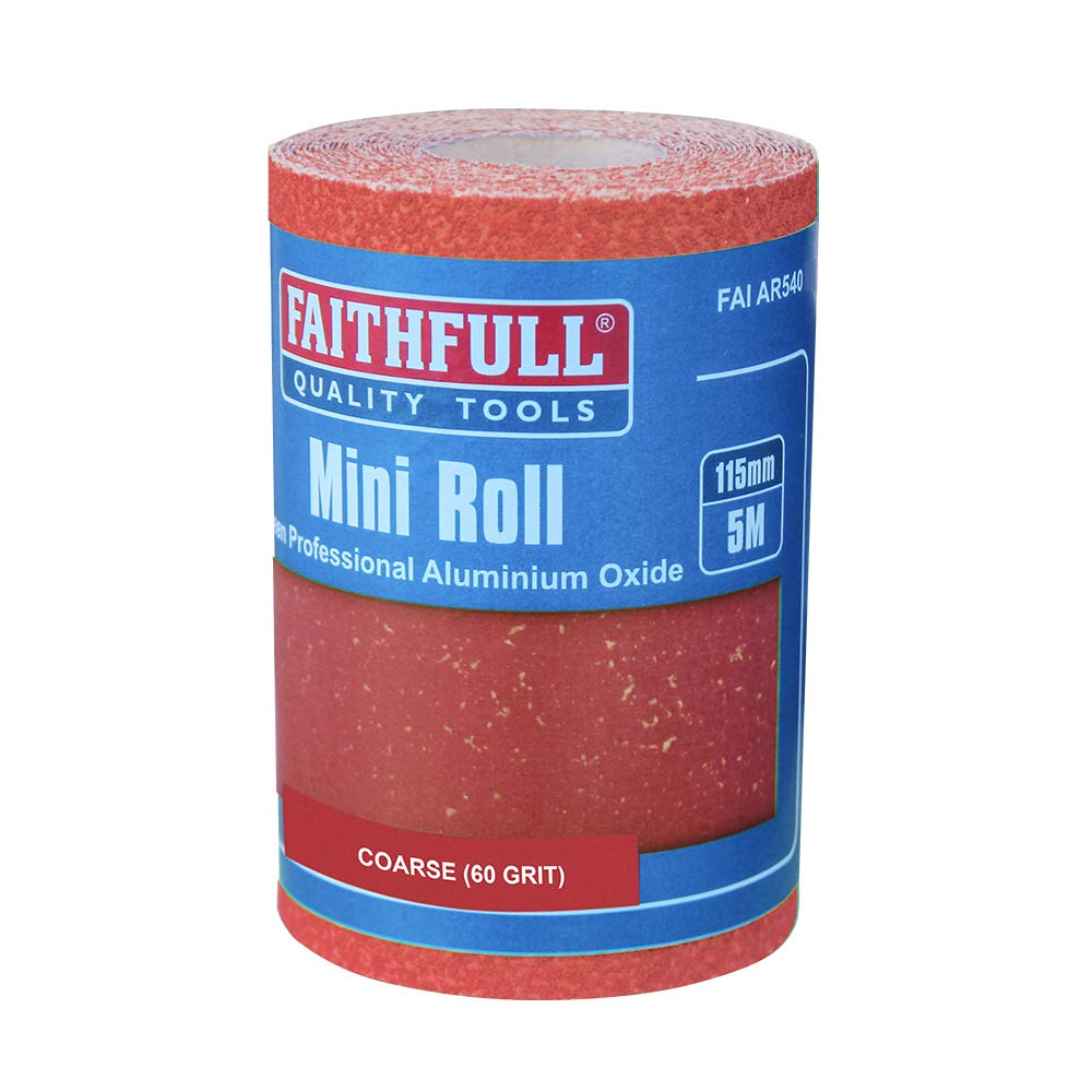 Faithfull AR560R Aluminium Oxide Paper Roll 115mm x 5m 60g - Red Heavy Duty
