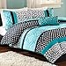 Comforter Bed Set Teen Bedding Modern Teal Black Animal Print Girls Bedspead Update Home (full/queen) by M zone by M zone