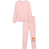 VZV Girls Thermal Underwear Set Thermal Underwear for Kids Fleece Lined Long Johns Kids Base Layer Top and Bottom for Winter