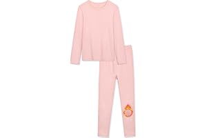 VZV Girls Thermal Underwear Set Thermal Underwear for Kids Fleece Lined Long Johns Kids Base Layer Top and Bottom for Winter