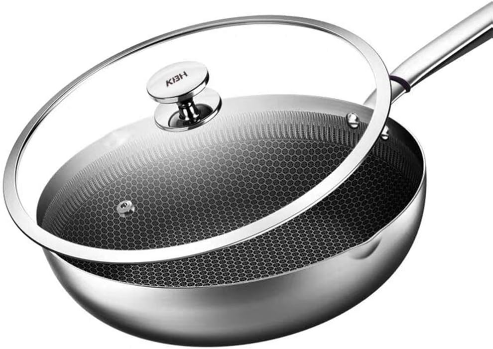 DESTRIC KBH Vierschichtige Wok-Pfanne Edelstahlpfanne mit Antihaftbeschichtung, 30cm ...