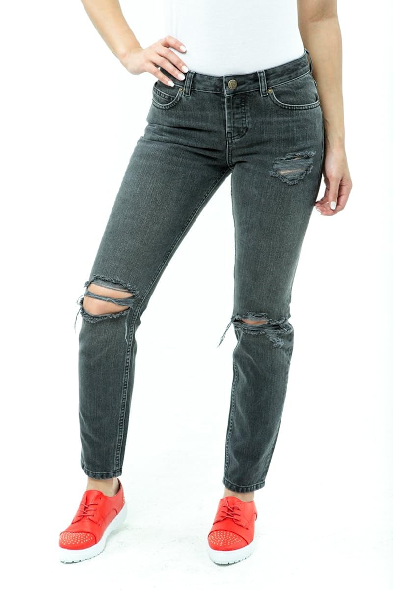 Womens Distressed Loose Black Boyfriend Jeans at Amazon Women's Jeans store