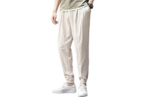 Zontroldy Men's Pants Cotton Linen Yoga Golf Beach Jogger Sweat Lounge Harem Pants Trousers