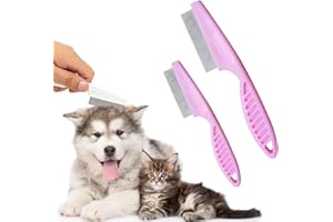 JUDUNA 2 Pack Multifunctional Pet Comb, Upgrade Pet Grooming Brush Fine Magic Tear Stain Removal, Fine-Tooth Stainless Massage Comb Kit for Small Puppies and Dogs (Pink)