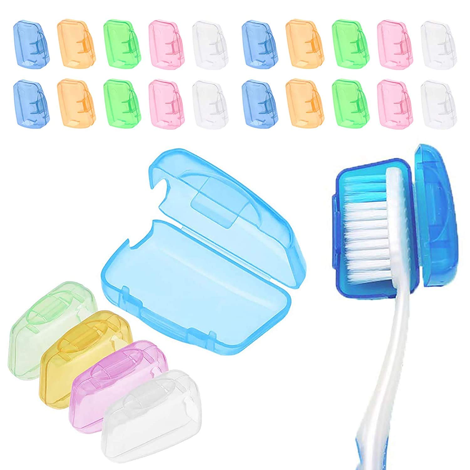 Travel Toothbrush Cover, 20 Pcs Portable Toothbrush Heads Hygienic Protective Cover