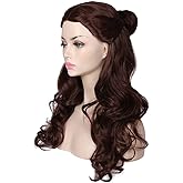 ColorGround Women’s Long Wavy Brown Prestyled Cosplay Costume Wig with Detachable Bun