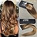 Sunny 50g/20pcs Chocolate Brown Fade to Honey Blonde(colour 27) Mixed #4 100% Remy Brazilian Hair Ombre Tape in Straight Human Hair Extensions 16inch