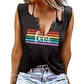 TAOHONG Pride Shirt Women Rainbow Love Tank Top Funny LGBT Equality Tanks Gay Pride Casual Summer Sleeveless Shirt Vest Top
