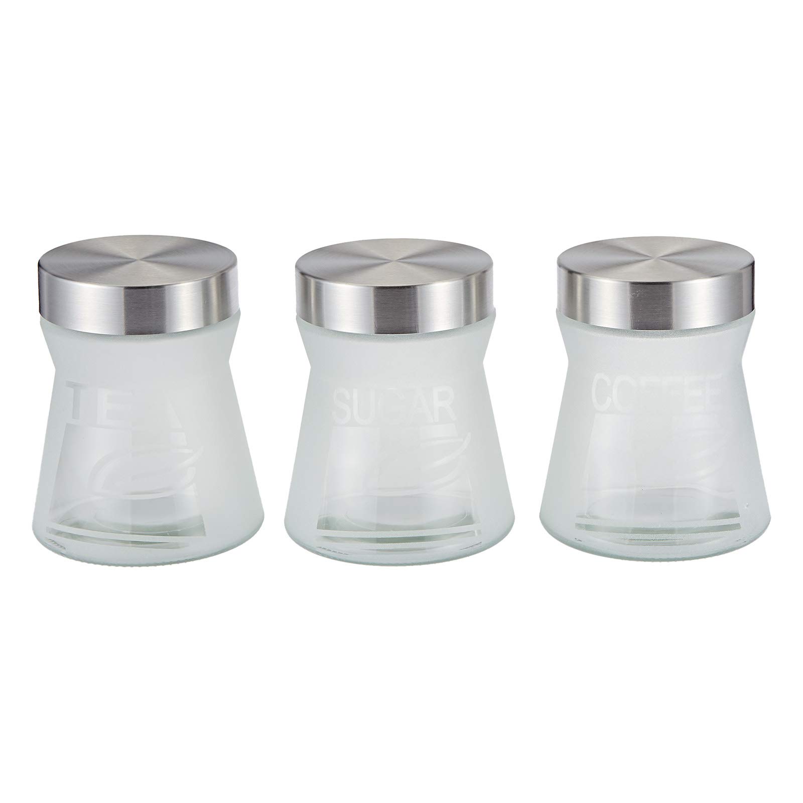 Harmony680ml Table Top Frosted Glass Jar With Metal Cover - 3 Pieces