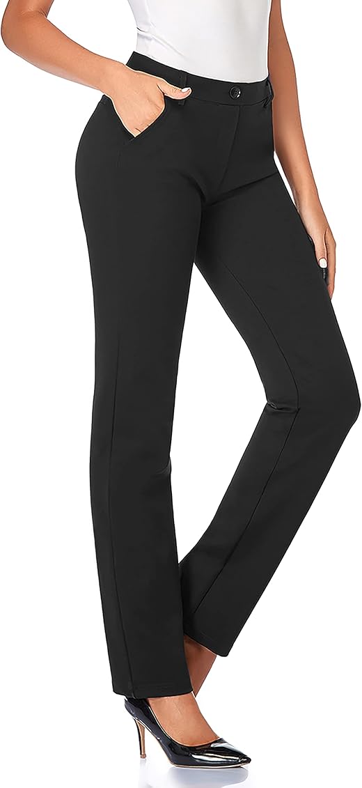 Tapata Women's 28''/30''/32''/34'' Stretchy Straight Dress Pants with  Pockets Tall, Petite, Regular for Office Work Business 30, Black, S at  Amazon Women's Clothing store