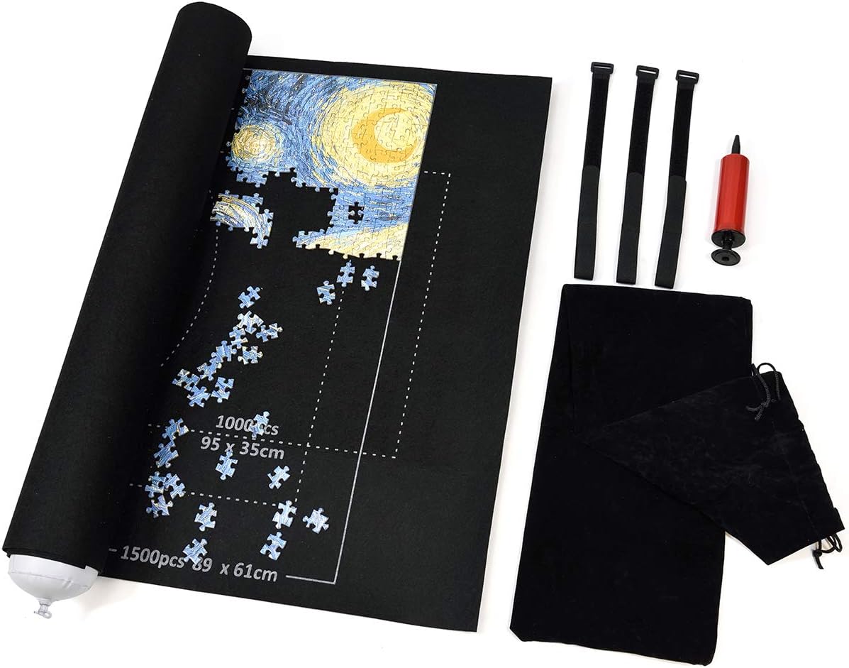 Jigsaw Puzzle Roll Up Mat, Store and Transport Puzzle Blanket for Up to 1500 Pieces Play Mat Puzzles Travel Storage Bag