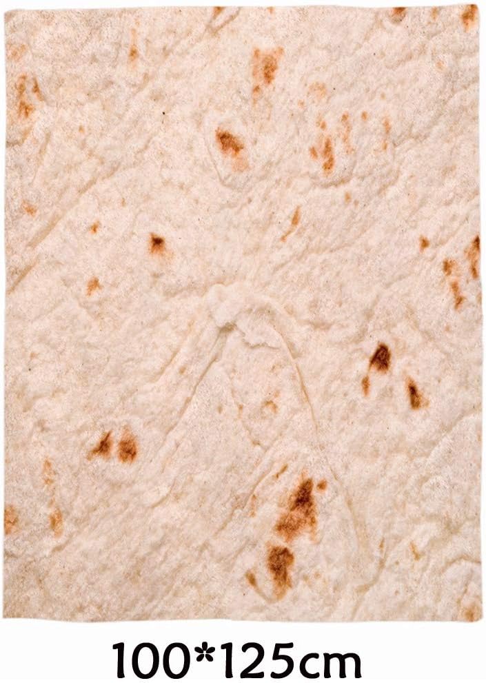 Burritos Blanket for Adult and Kids, Novelty Tortilla Blanket Adult Realistic Soft Flannel Blanket Fleece Throw Blanket (100x125cm/125x150cm/125x200cm/150x200cm)