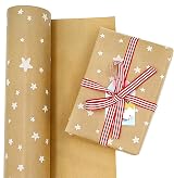 ADQUATOR Kraft White Star Wrapping Paper 15m x 43cm Eco Recyclable view 5