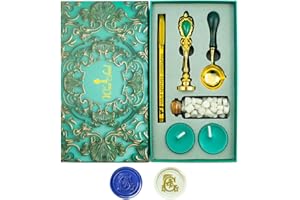 Letter Wax Seal Stamp, Ioggtser Alphabet G Wax Seal Stamp Set Including 1Pcs Copper Head with Iron Handle, 60 Pcs Wax Seal Be