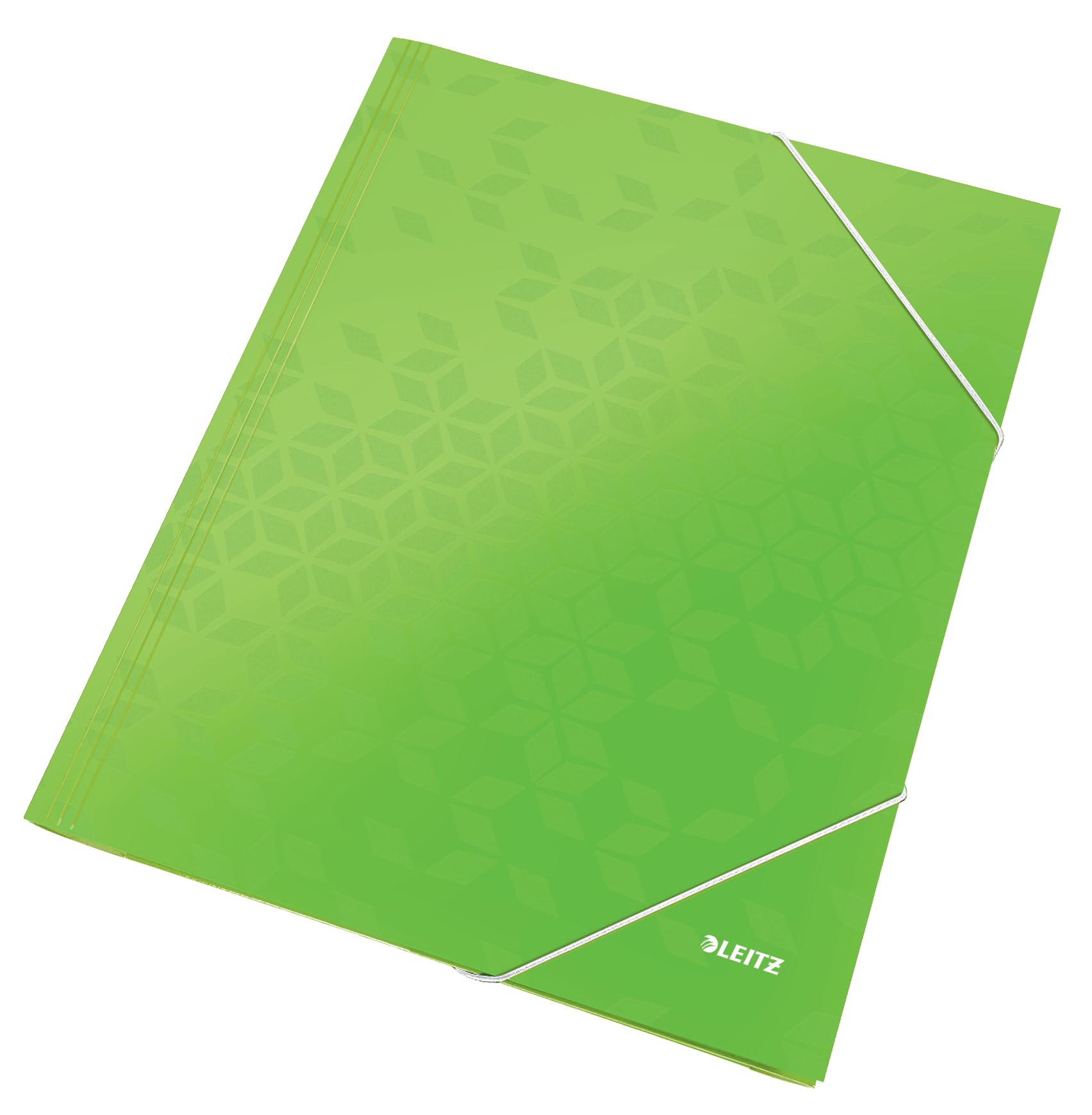 Leitz 39820054 3-Flap Folder, Holds Up to 150 A4 Sheets, Elastic Closure, Cardboard, WOW Range, Green