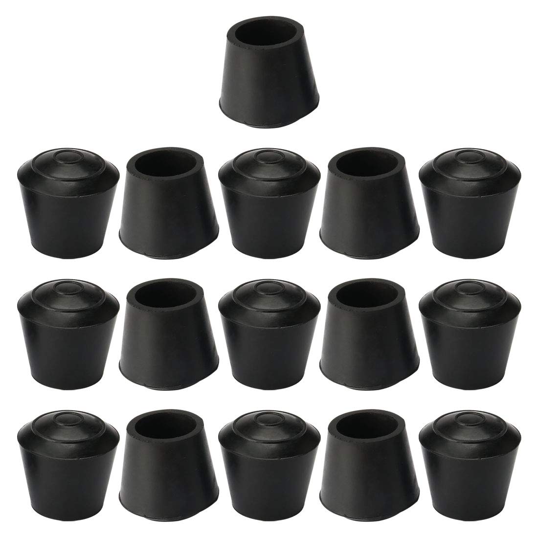 sourcing map 16pcs Chair Leg Tips Caps 16mm 5/8 Inch Slip Rubber Furniture Table Feet Cover Floor Protector Reduce Noise Prevent Scratches Black
