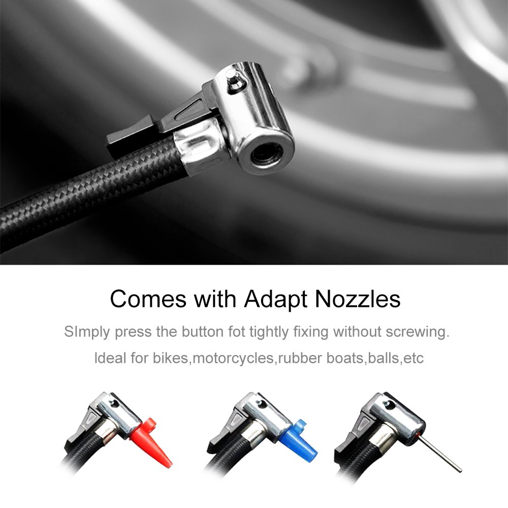 Mbuynow Tyre Inflator, Air Compressor Car Tyre Pump, 12V Digital Pressure Gauge 27L/Min Airflow 100PSI Tyre Inflation, Valve Adaptors for Car Motorbike Basketball Football