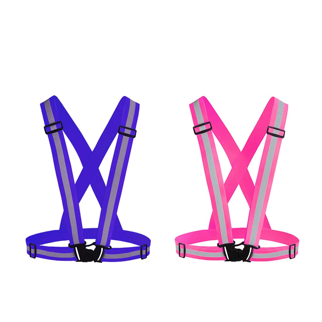 2 Pack Safety Sports Reflective Vest with high Visibility, Night Vest especially for Girl Adults and Kids(Pink,Blue))