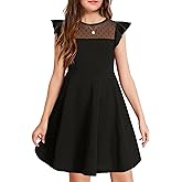 Arshiner Girls Dress Summer Ruffle Sleeve Mesh A Line Casual Party Dresses with Pockets