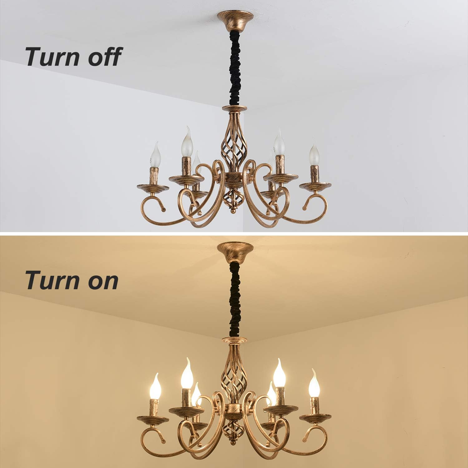 Ganeed Rustic 6-Light Chandeliers, French Country Vintage Chandelier, Metal in Antique Bronze Pendant Chandelier, Pendant Light Fixture for Island Kitchen Farmhouse Dining Room Living Room - - 