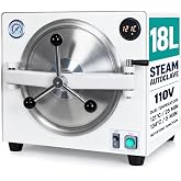 Exquimac 18L Steam Autoclave Sterilizer, 110V, Dual Temperature Modes | 18L steam autoclave with 121&deg;C/25 min and 134&deg;C/5 min modes, gauge, LED display, trays, rack, and no drying function