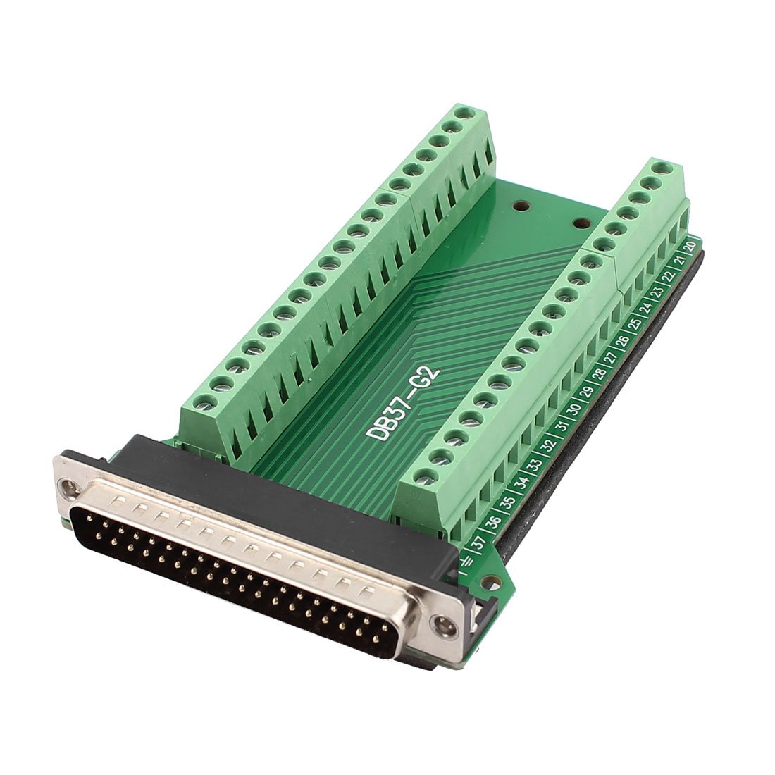Sourcingmap DB37 D-SUB Male Adapter to 37 Pin Port Terminal Dual Row Screw Breakout Board