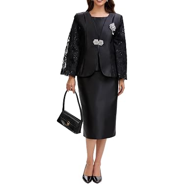 black dress and jacket suit Amazon Best Sellers: Best Women's Dresses style:Pleated fine merino wool in All In The Details Size:32B