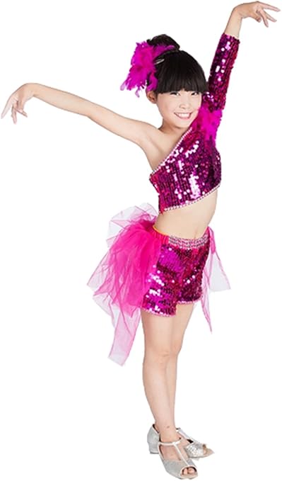 Amazon スパンコール ダンス衣装 ダンス 衣装 セットアップ 子供 キッズ ダンス衣装 セットアップ ガールズ スパンコール ジュニア ジャズダンス 衣装 チアガール 社交ダンス ステージ衣装 演出服 結婚式 燕尾服 発表会 ローズ 130 キッズコスチューム おもちゃ
