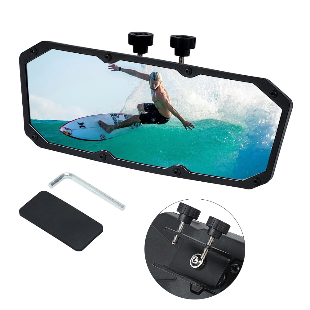 Photo 1 of LCGP Boat Mirror 11.5"*4.2" Wide Angle Convex Rearview Mirror, Upgraded Metal Bracket Can be Rotated 360 Degrees, Universal Marine Mirror for Yachts, Ski Boats, Pontoons, Surf Boats