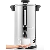 SYBO SR-CP-100B Commercial Grade Stainless Steel Percolate Coffee Maker Hot Water Urn for Catering, 100-Cup 16 L, Metallic