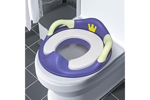 AHKUNMT Toddlers Toilet Seat,Potty Training Toilet Seat for Boys and Girls Kids Toddler Potty Seat for Toilet, Potty Seat Cover for Baby with Detachable Soft Cushion, Non-Slip Sturdy Handle (Blue)