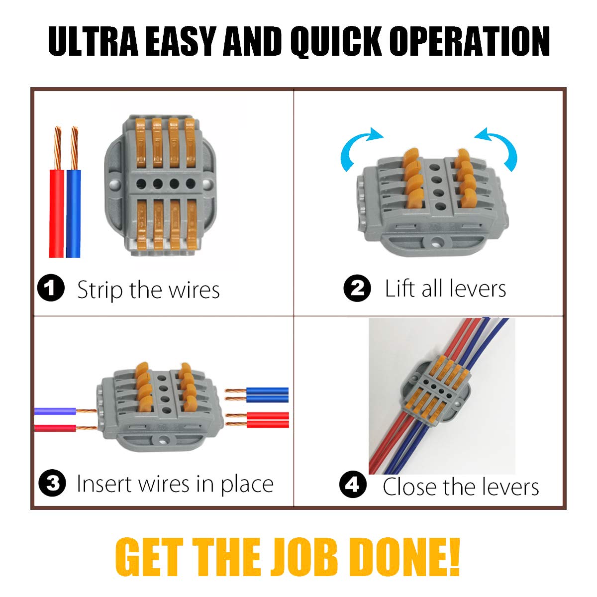 Can be fixed Connectorr,4 Port Lever Conductor Compact Connector Terminal Block Wire Push Cable Connector (8 pieces per box) - Image 4