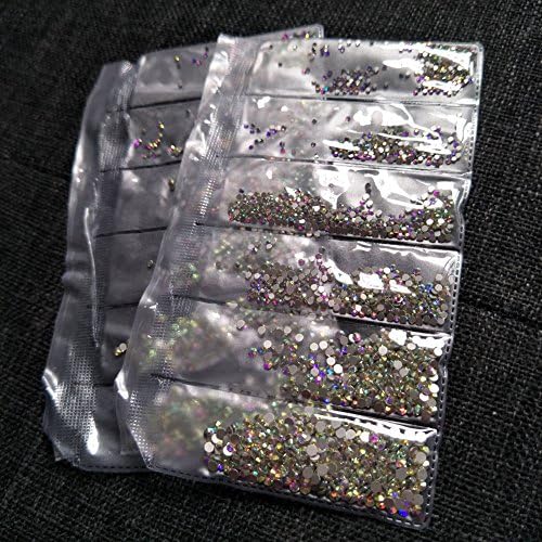 Super Deal 2X1728pcs/pack AAAAA Glass Rhinestones for Nails Art Decorations AB Nail Crystals Accessories Half-Beads 3D Flatback Glass Gems Stones AB Approx 2X288pcs Each for SS3 SS4 SS5 SS6 SS8 SS10