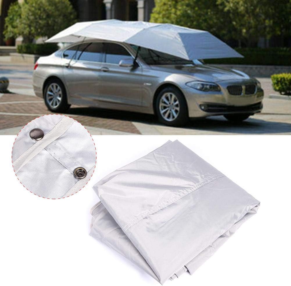 Qiilu Car Umbrella Tent, Portable Folded Car Umbrella Oxford Cloth Outdoor Anti-UV Sun-Proof Sun Shelter Protect Cover(Silver) - Image 3