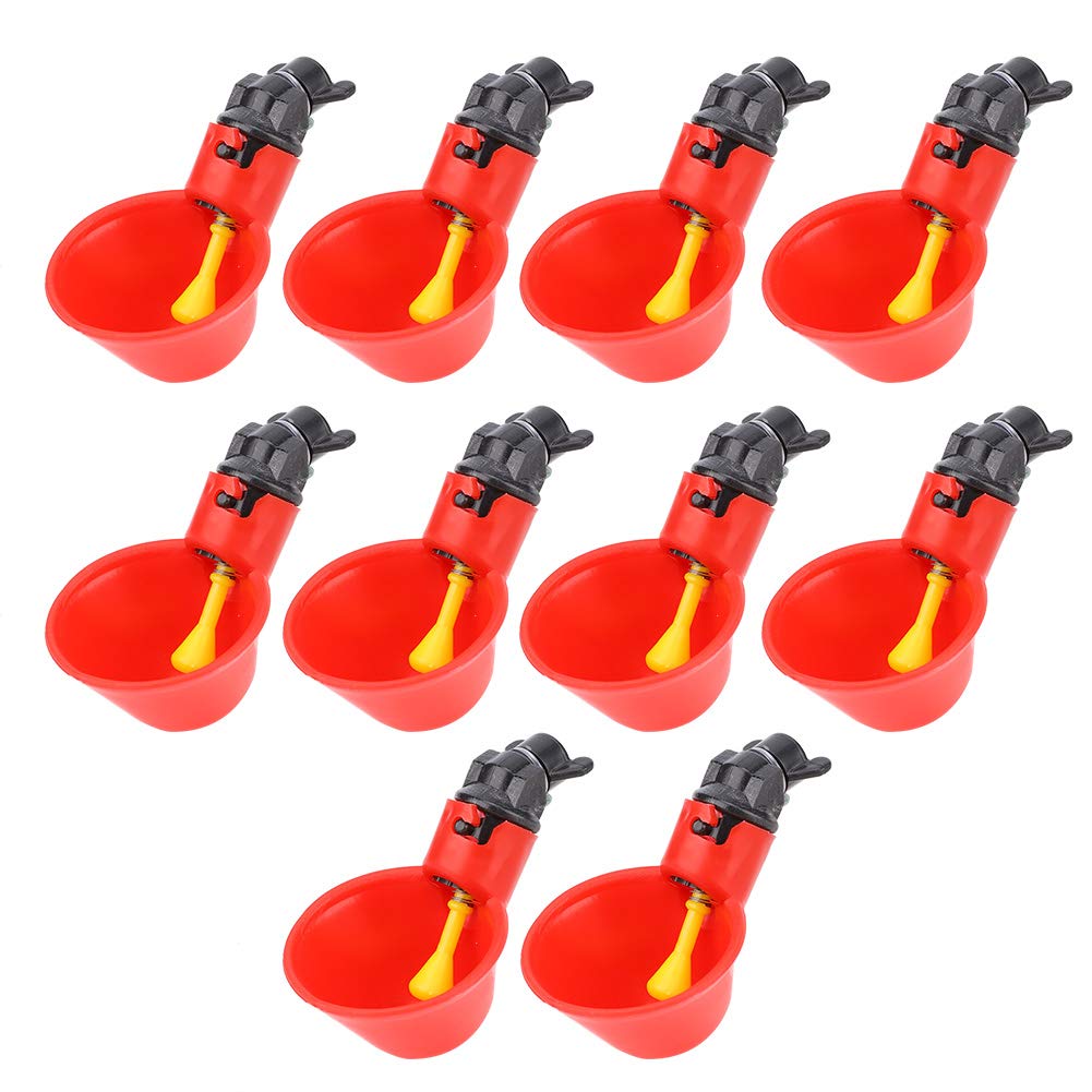 Automatic Chicken Drinker Cups 10Pcs Plastic Poultry Drinker Waterer Water Drinking Dispenser Cups Bowls for Bird Duck Quail Pigeon Hen Livestock (C)