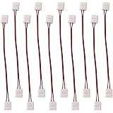 AspenTek 5050 5630 LED Strip Light Connector Adapter 2 Pin 10mm Wide for Single Color Non-waterproof Led Tape Light, No need Welding, 10 Pack