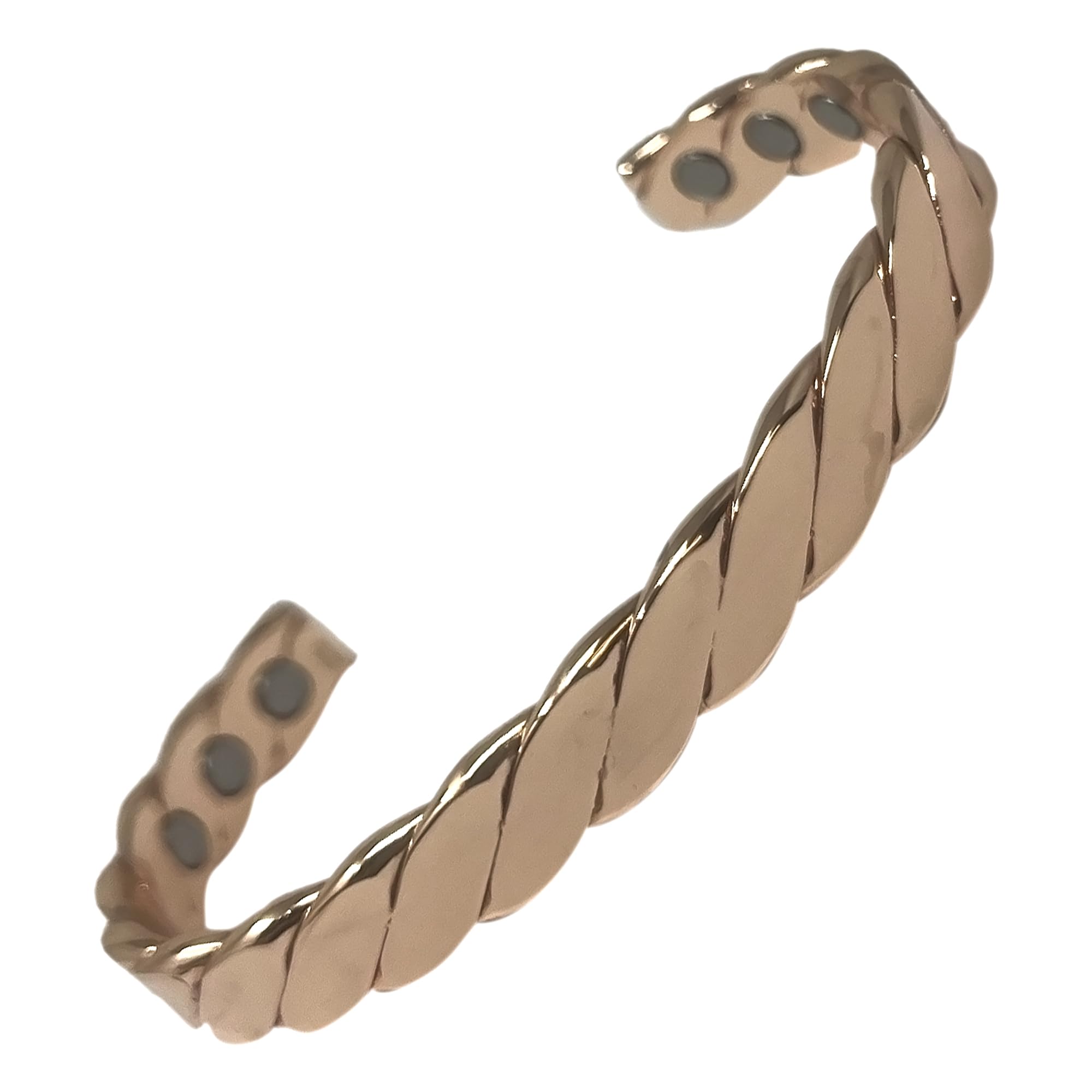 MnB Magnetics Pure Copper Magnetic Bracelet in Woven Design (Polished Copper, Medium)