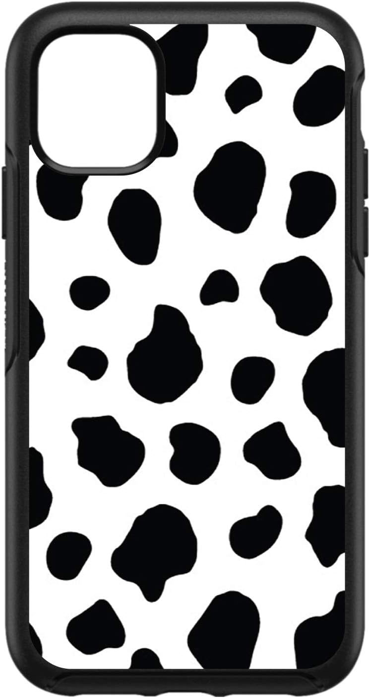 DistinctInk Custom Skin/Decal Compatible with OtterBox Symmetry for iPhone 11 PRO Max (6.5" Screen) - Black White Cow Dalmatian Spots - Animal Print