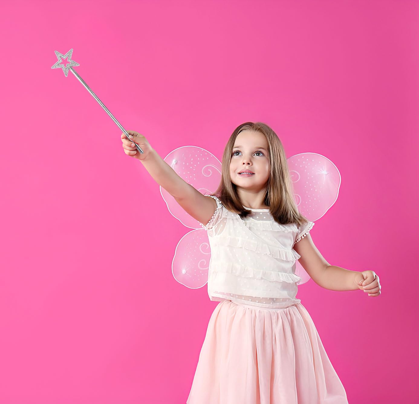 2 Pack Silver Star Wands, Crown Wands, Princess Fairy Wands,Magical Sticks for Girls Birthday, Party, Halloween