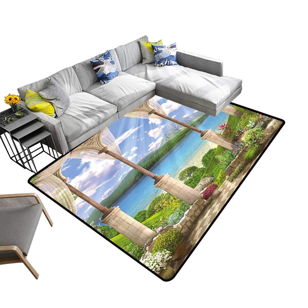 alsohome Large Classical Carpet Ancient St Arch View The BALC y Fr co Garden Plants Spiritual Chic Pattern Anti-Static 2' X 4'