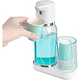 WannSenn Automatic Mouthwash Dispenser for Bathroom Set, Smart Electric Mouthwash Dispenser with Cup Holder, 25oz Mouthwash Container, Rechargeable, Suitable for All Age Groups, White