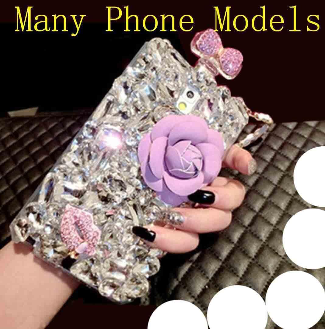 Galaxy S10E Case, Very Beautiful Manual Stick Crystal Diamonds Vivid Flower Bowknot Girl Perfume Bottle, WEIFA Shiny Personal CellPhone Cover Case For Samsung Galaxy S10 E Pink Flower