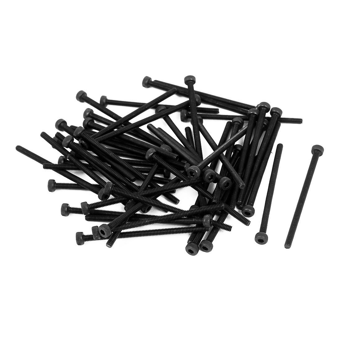 Sourcingmap M2x35mm Alloy Steel Hex Socket Head Knurled Cap Screw Bolt Black 50pcs