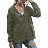 PESION Women's Waterproof Raincoat Lightweight Rain Jacket Hooded Windbreaker with Pocket for Outdoor