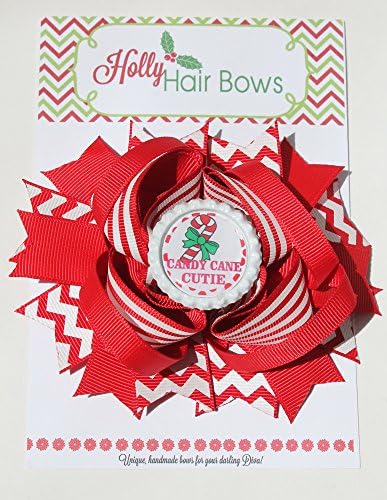 Holly Boutique Christmas Hair Bow /Christmas Hair Clip set for babies and girls (Candy Cane Cutie)